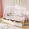 Twin Size Wooden Tent Platform House Bed with 2 Drawers-White - Gallery View 1 of 9