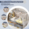 Twin size wooden tent platform house bed in gray with two drawers, perfect for a cozy and organized sleeping space.