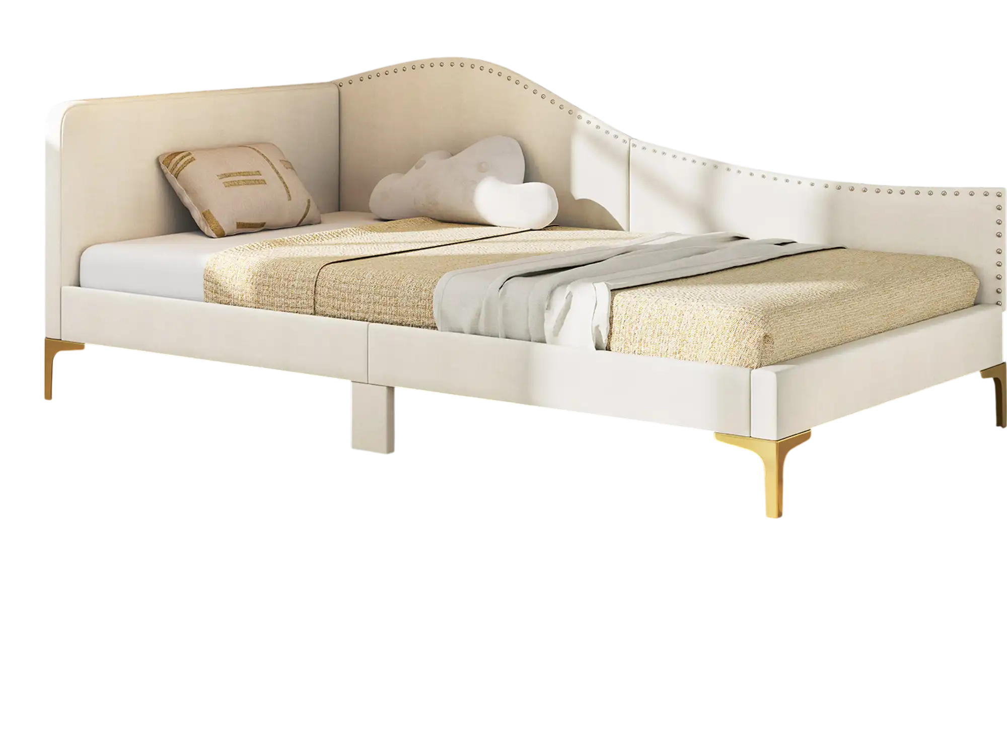 Costway Twin Upholstered Daybed Bed Frame Metal Legs Wood Slats 57864293 New
