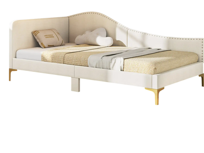 Costway Twin Upholstered Daybed Bed Frame Metal Legs Wood Slats 57864293 New
