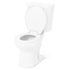 Two-piece round toilet with 17.5" ADA comfort height seat, soft-close feature, and stain-resistant glazed surface.