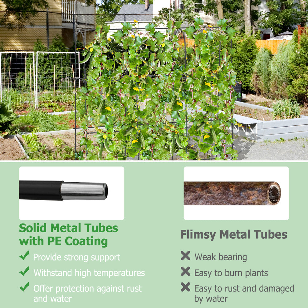 U-shaped tall garden trellis made of PE-coated metal tubes, ideal for supporting climbing plants in gardens.