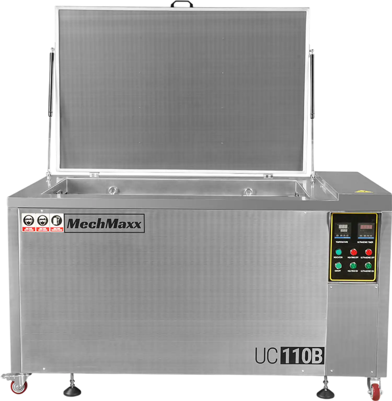 MechMaxx UC110B Ultrasonic Cleaner 114 Gal 432L Heavy Duty Industrial Parts Washer 28kHz 60 Transducers SS304 Tank 10kW Heater 208-240V 3 Phase Power New