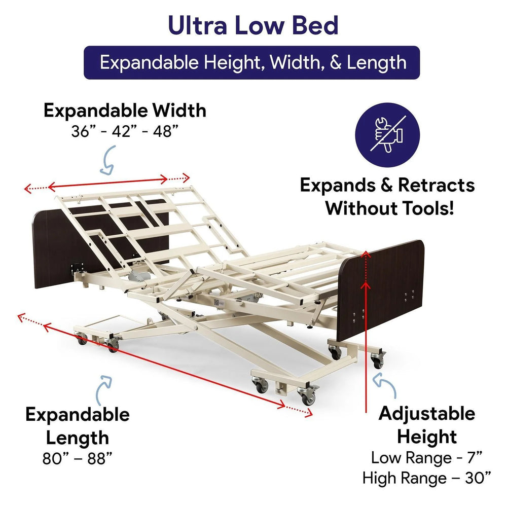 MedaCure Expandable Long Term Care Bed  Versatile Ultra Low and High ULB7/48-X-7/30  New