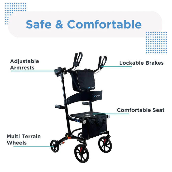 Journey UPWalker Premium Lite Backsaver Rollator Walker 300 lbs. Capacity 4 Wheels 08979 New