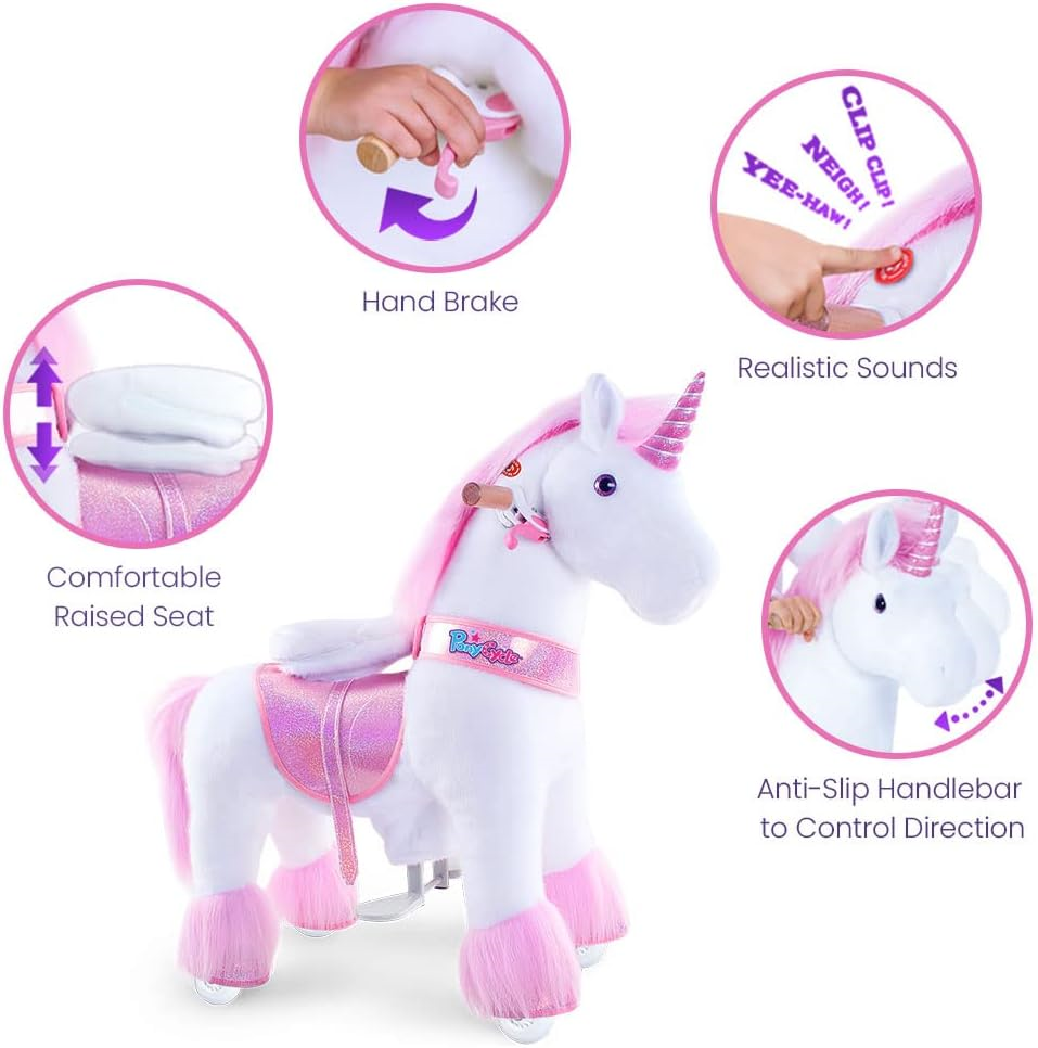 PonyCycle Ux502 Ride On Pink Unicorn Large New