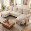 U-shaped Sectional Couch with Double Chaise for Living Room-Beige - Gallery View 1 of 10