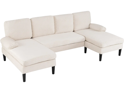 Costway U-Shaped Sectional Sofa Double Chaise Living Room Couch 26463596 New