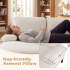 U-shaped sectional couch with beige corduroy fabric and nap-friendly armrest pillow, perfect for living room relaxation.