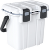 Ultra-light 21 QT hard ice chest in white with ergonomic handle, leakproof seal, and secure push-pull latches for.