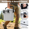 Lightweight 21 QT cooler with ergonomic handle, secure latches, and leakproof design for camping and outdoor use.