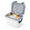 Ultra-Light Injection Molded Cooler with drinks and ice, 53 QT capacity, leakproof design for camping and tailgating.