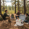 Lightweight 53 QT cooler with secure latches, built-in bottle opener, and ergonomic handle for camping and outdoor.