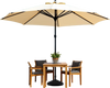 Water and sand filled outdoor umbrella stand in black with shell texture, designed for 6-10 ft patio umbrellas.