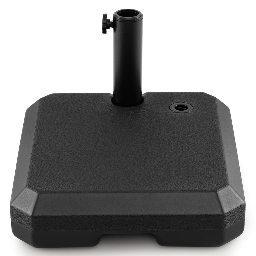 Heavy-duty umbrella base for half patio umbrellas, 48.5 lbs, fits poles 1.5"-1.9", designed for outdoor stability.