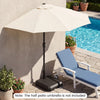 Heavy-duty umbrella base for half patio umbrellas, 48.5 lbs, designed for stability in outdoor settings by the pool.