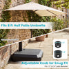 Umbrella base for half patio umbrellas, 48.5 lbs, adjustable knob for snug fit, designed for outdoor stability.
