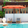 13 Feet Double-Sided Patio Twin Table Umbrella with Crank Handle-Orange - Gallery View 1 of 12