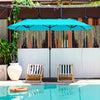 13 Feet Double-Sided Patio Twin Table Umbrella with Crank Handle-Turquoise - Gallery View 1 of 12