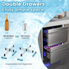 Dual drawer fridge showcasing spacious storage for 38 bottles or 133 cans, featuring silver finish and customizable.