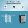 24-inch under counter dual drawer fridge in silver, featuring 4.9 cu ft capacity and adjustable temperature range for.
