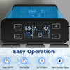 Clear LCD control panel of the Under Counter Nugget Ice Maker with timer, self-cleaning, and easy operation features.