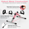 Under desk exercise bike pedal exerciser in pink with adjustable straps and LCD display for legs and arms workout.