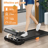 Under desk walking pad treadmill with 2.25HP motor, 265 lbs capacity, and watch-like remote for home or office use.