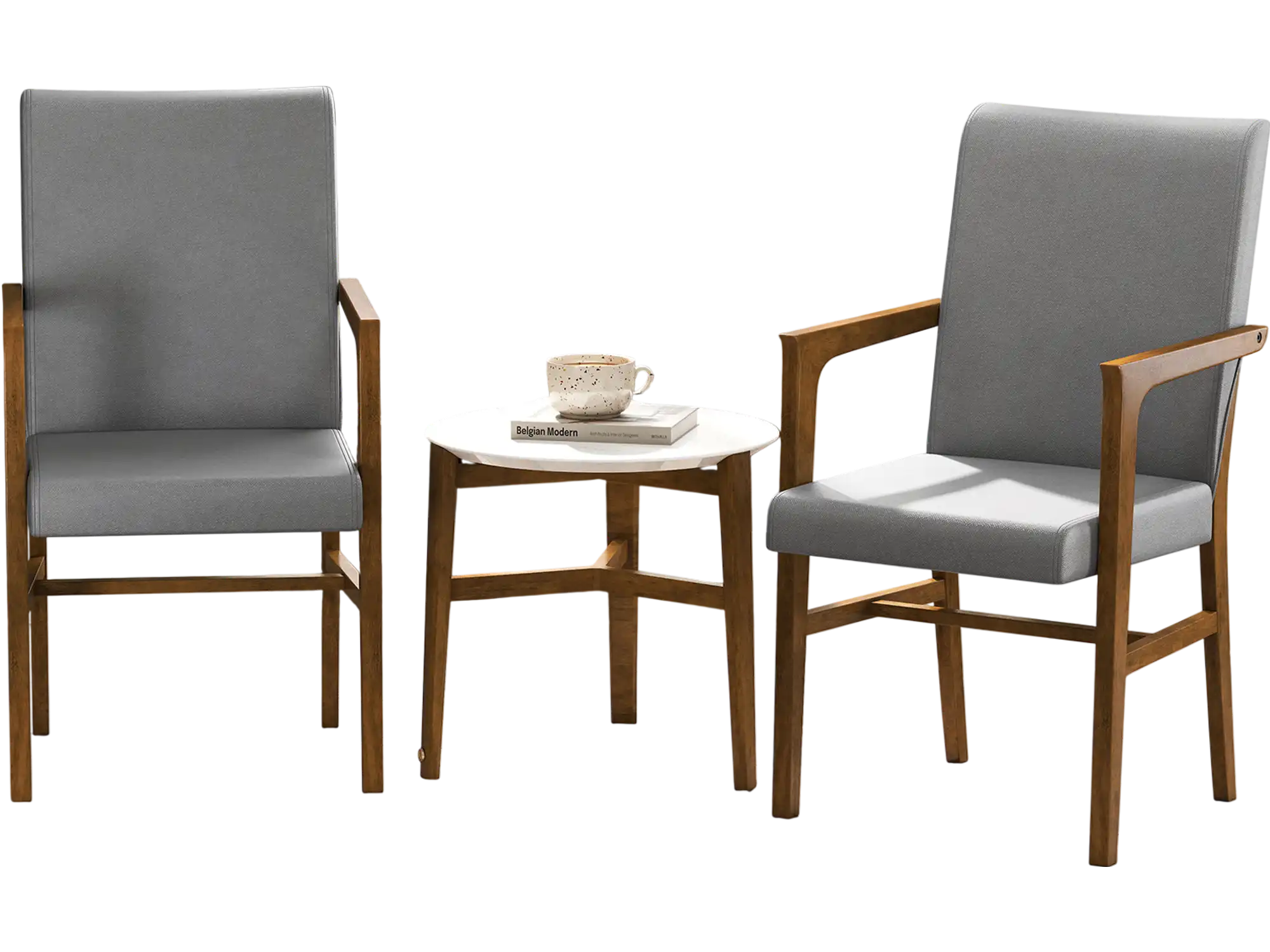 Costway Upholstered Accent Chairs Set of 2 High Back Wooden Frame Gray 516489372 New