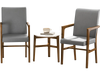 Set of 2 gray upholstered accent chairs with high backs and solid rubber wood frames, perfect for living rooms or.