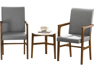 Costway Upholstered Accent Chairs Set of 2 High Back Wooden Frame Gray 516489372 New