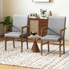 Set of 2 gray upholstered accent chairs with solid rubber wood frame and high back, perfect for living rooms or dining.