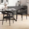 Set of 2 black upholstered armchairs with cozy backrest and padded seat, perfect for modern dining spaces.