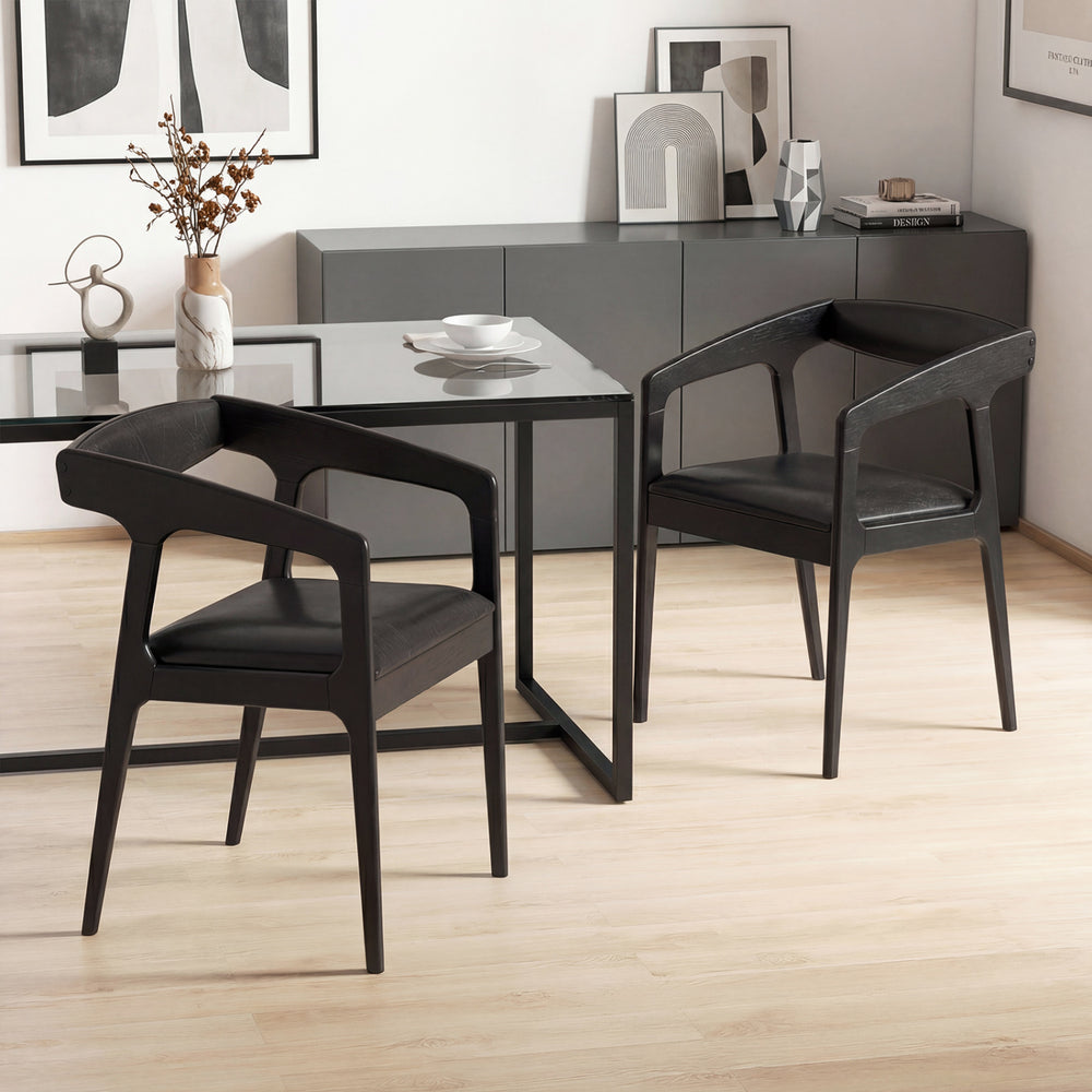 Upholstered Armchairs Set of 2 with Cozy Backrest and Padded Seat Cushion-Black - Gallery View 1 of 8