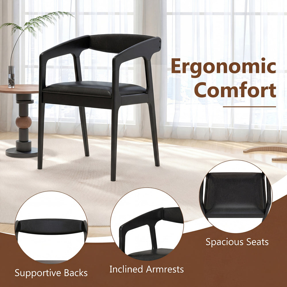 Black upholstered armchair with cozy backrest and padded seat cushion, designed for ergonomic comfort and support.