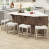 Set of 4 Upholstered Counter Height Bar Stool with Curved Saddle-Seat-Gray - Gallery View 1 of 11