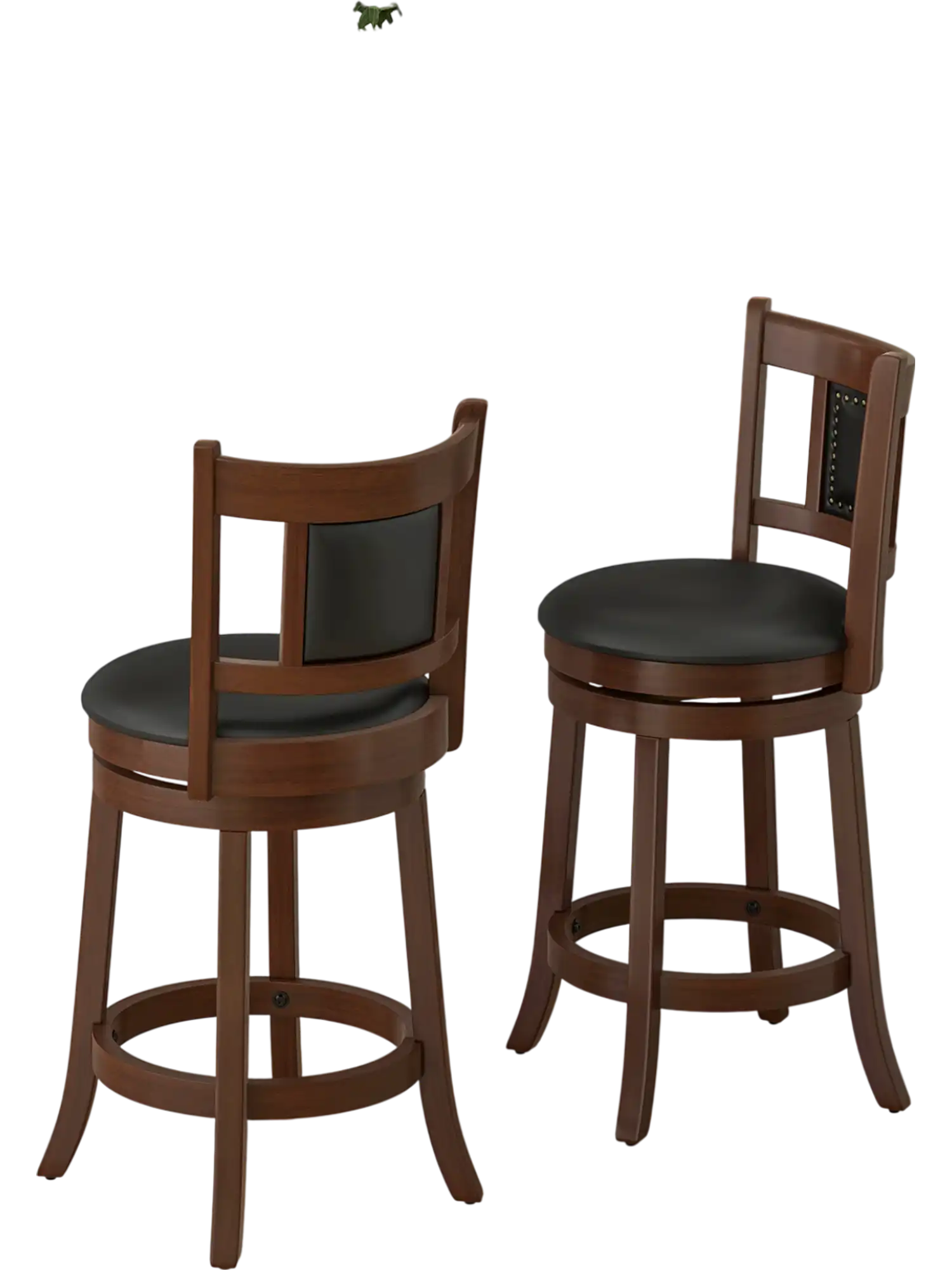 Costway Upholstered Bar Stools Set of 2 Curved Backrest Footrest 25.5