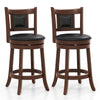 Set of 2 25.5-inch upholstered bar stools with curved backrest, rubber wood frame, and vintage design for home bar use.