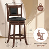 Upholstered bar stool with curved backrest, rubber wood frame, 25.5 inches high, ideal for kitchen islands or home bars.
