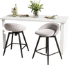 Upholstered gray bar stools set of 2 with backrest and footrest, ideal for kitchen islands and cafes.