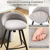 Upholstered bar stool with backrest in gray, featuring breathable linen fabric and comfortable padding for kitchen use.