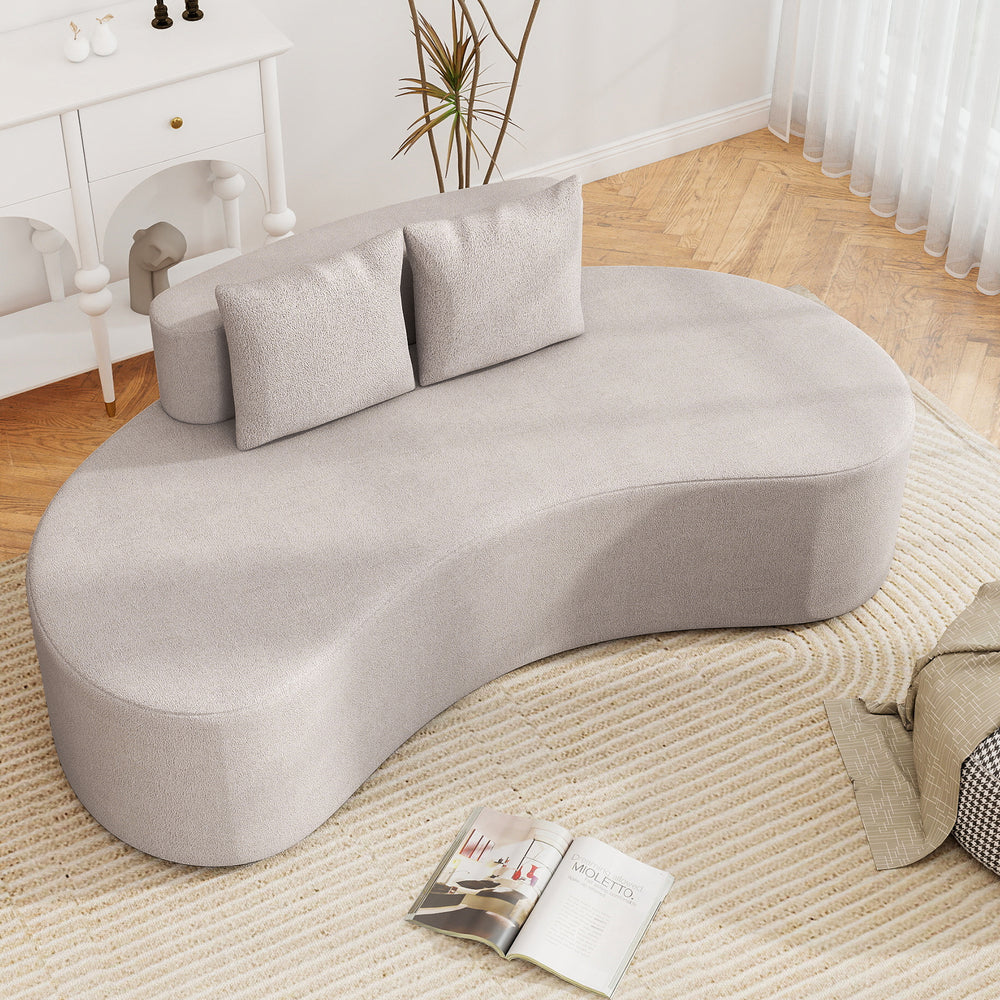 Upholstered Curved Sofa with 2 Cozy Pillows-Gray - Gallery View 1 of 10