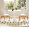 Beige upholstered dining chairs set of 2 with rubber wood legs, perfect for dining rooms or restaurants.