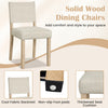 Upholstered dining chair with solid rubber wood legs in beige, featuring a thickened seat cushion for comfort and support.