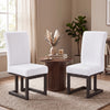 Channel tufted white upholstered dining chair with solid rubber wood legs, offering a stylish and comfortable seating option.