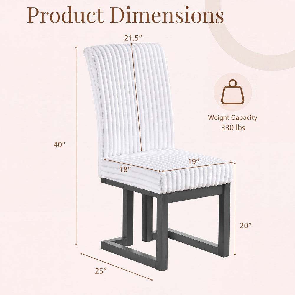 Upholstered dining chair with rubber wood legs, featuring a channel tufted design and soft-padded seat for comfort.