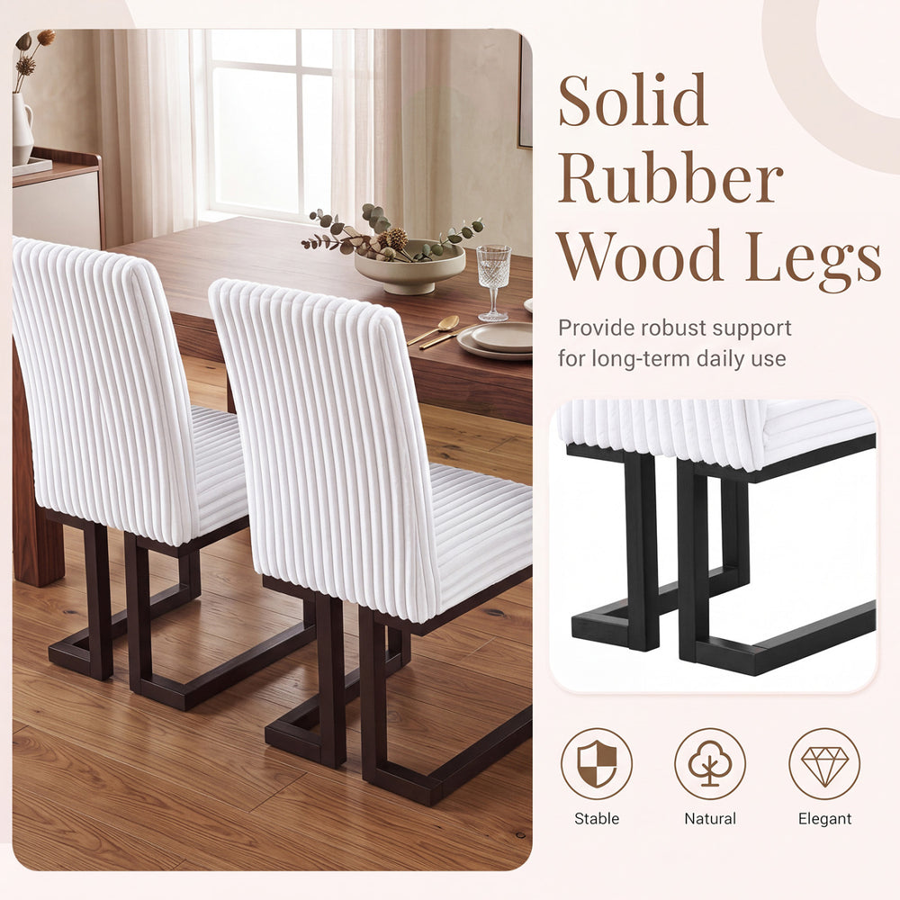 Upholstered dining chairs set of 2 with rubber wood legs and padded seats, featuring channel tufted design for modern elegance.