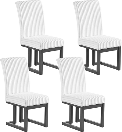 Costway Upholstered Dining Chairs Set of 4 Rubber Wood Legs Padded Seat 58742374 New