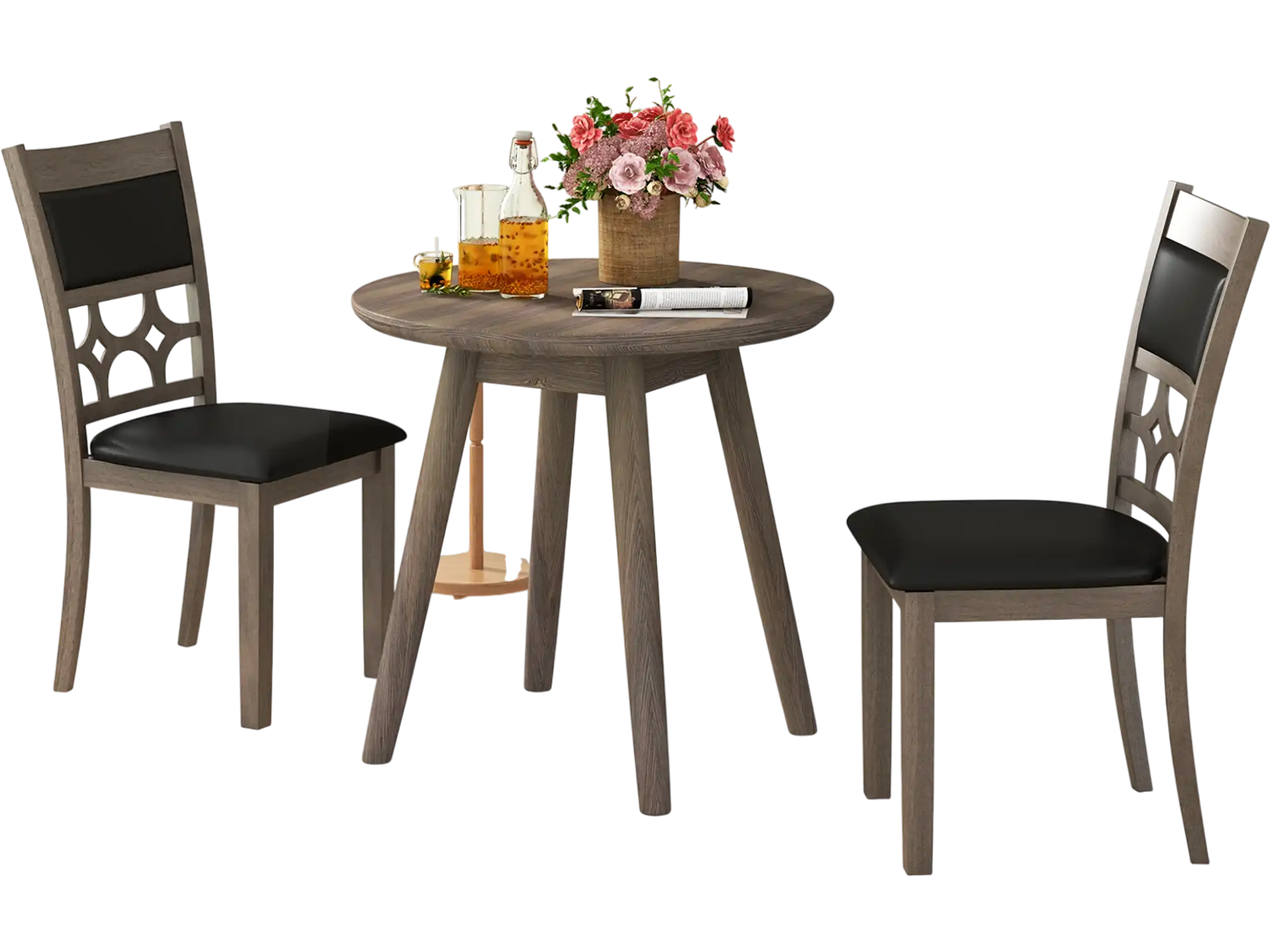 Costway Upholstered Dining Chairs Set of 2 Padded Backrest Seat Gray 87541263 New