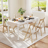 Folding upholstered dining chair set of 4 in beige with curved backrests, perfect for comfortable seating and easy.